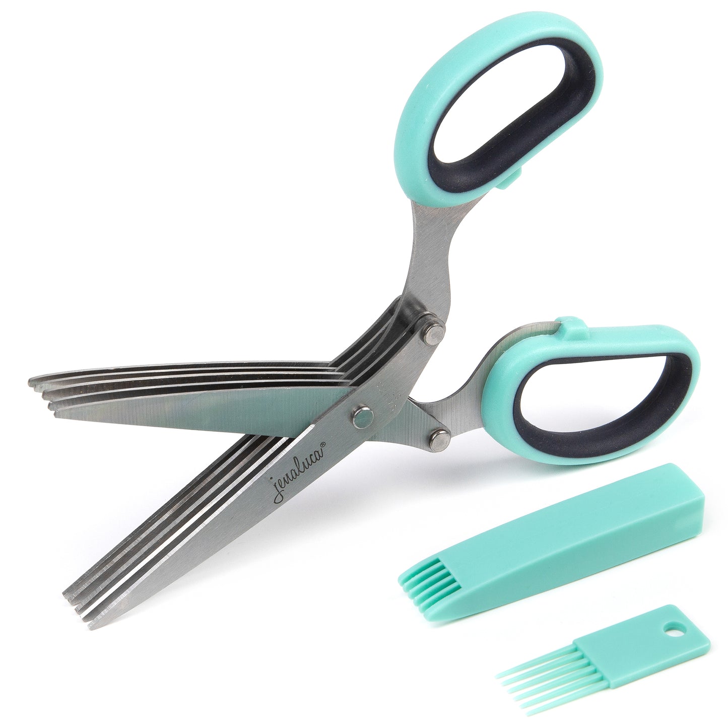 Five Blade Herb Scissors Blue